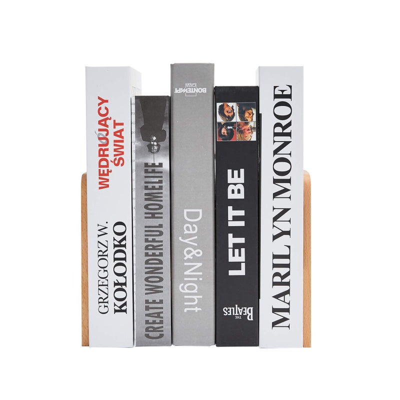 Pandapark Wood Bookends Non-Skid Bookend for Shelves Heavy Duty Bookends Book Stand for Books/CDs 1 Pair - Image 4